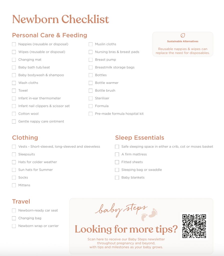 newborn essentials check list